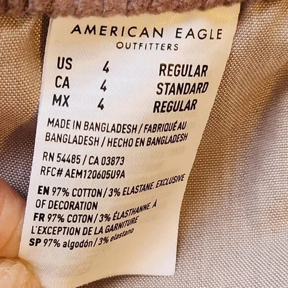 American Eagle Super Hi-Rise A-Line Corduroy Mini Skirt Zipper Mauve Cream Cute - Picture 8 of 12